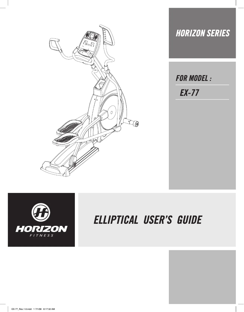 Page 1 de la notice Manuel utilisateur Horizon Fitness EX-77