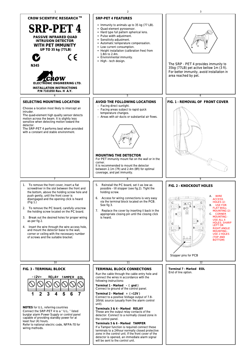 Image de la première page du manuel de l'appareil SRP-PET 4