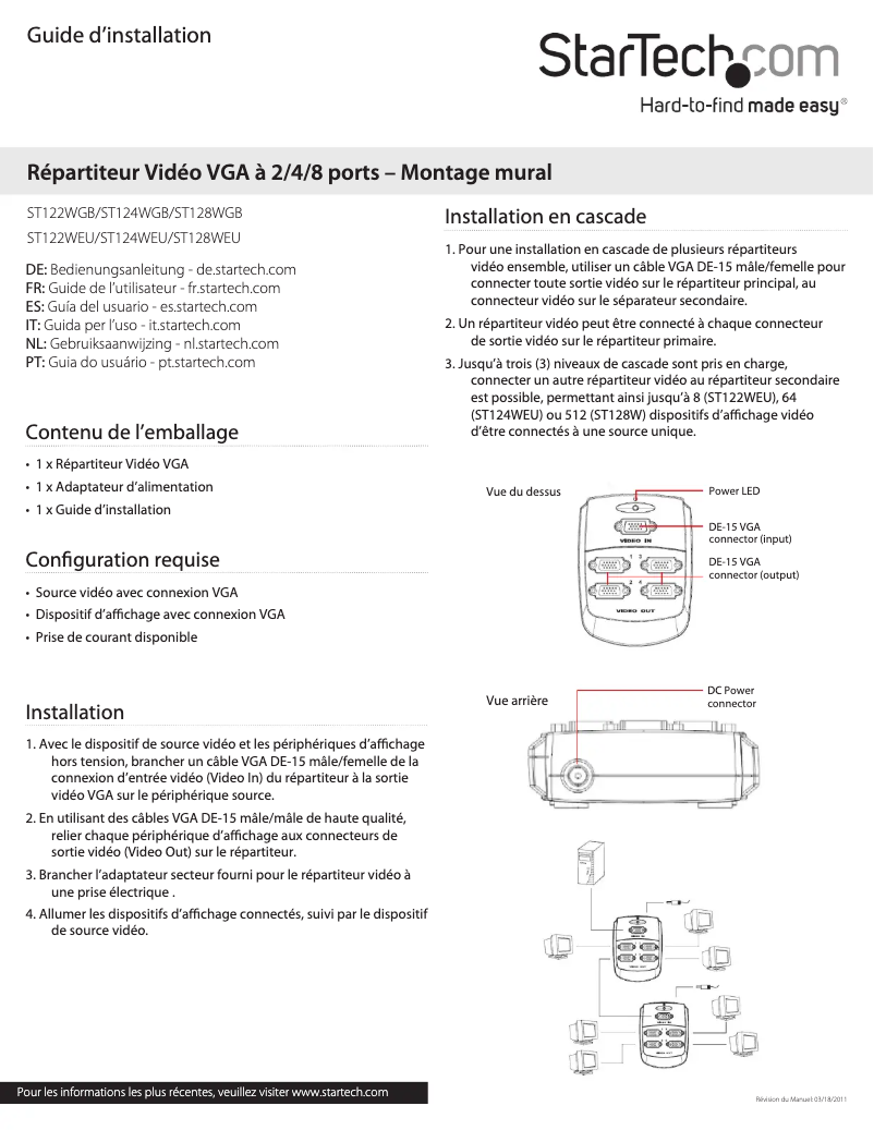 Page 1 de la notice Manuel utilisateur StarTech.com ST122W