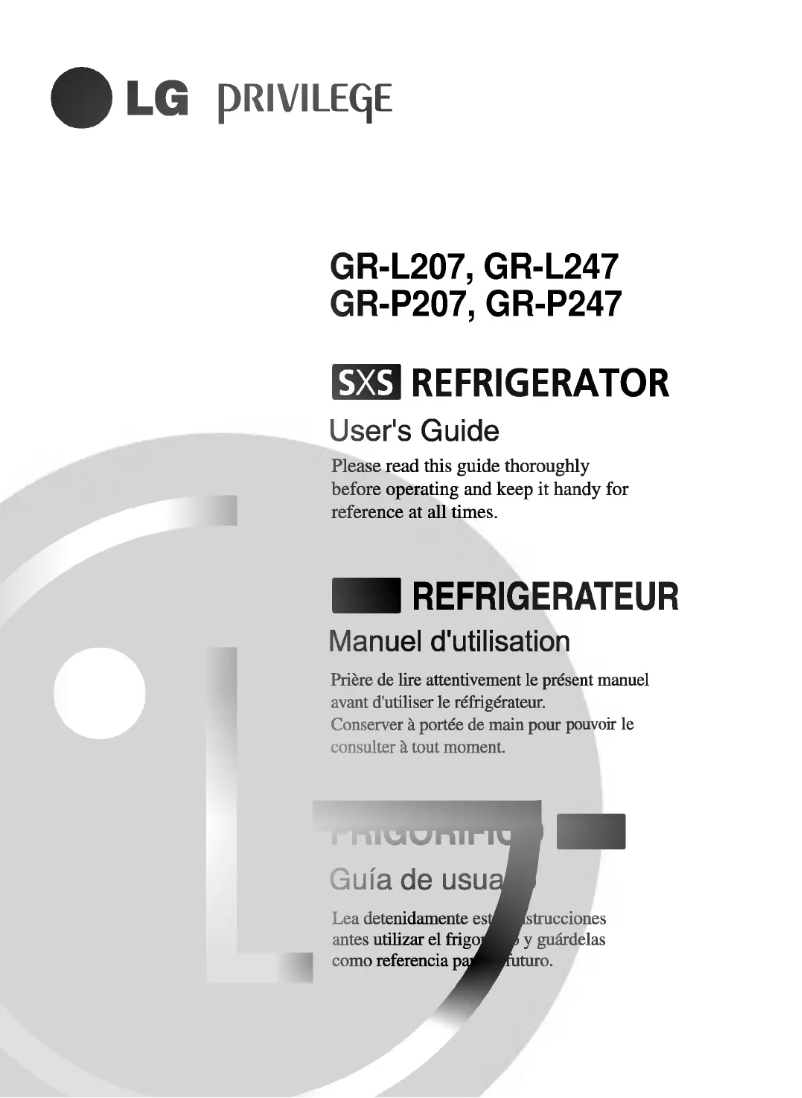 Image de la première page du manuel de l'appareil GR-L247