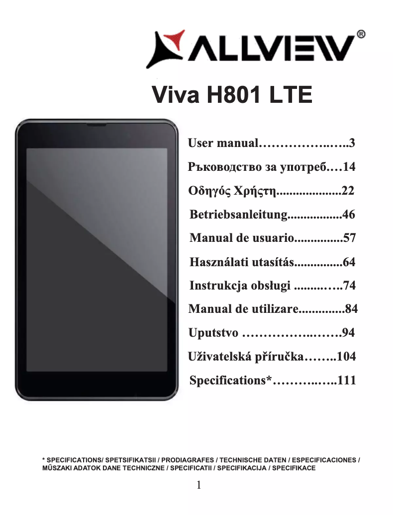 Page n°1 - Manuel utilisateur Allview Viva H801 LTE