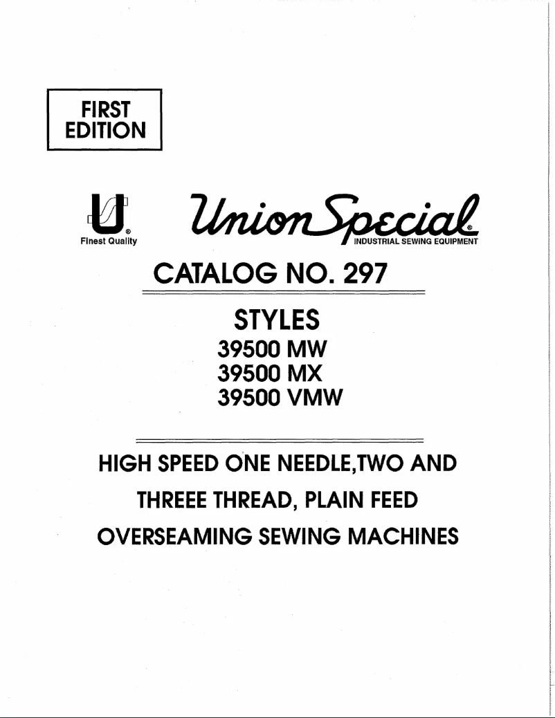 Page n°1 - Manuel utilisateur Union Special 39500VMW