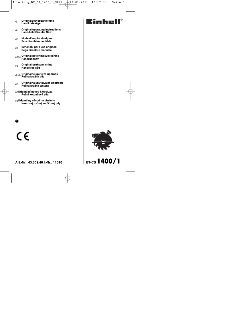 Página 1 del manual Manual de instrucciones Einhell BT-CS 1400