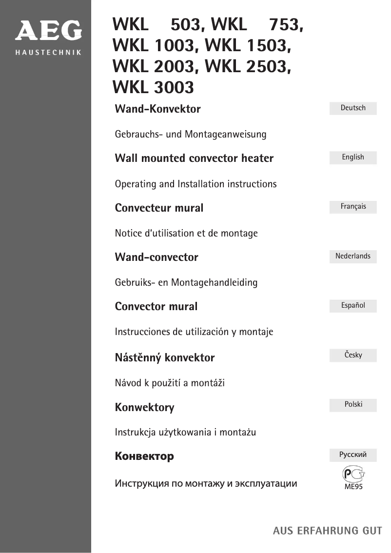 Page n°1 - Manuel utilisateur AEG WKL 1503