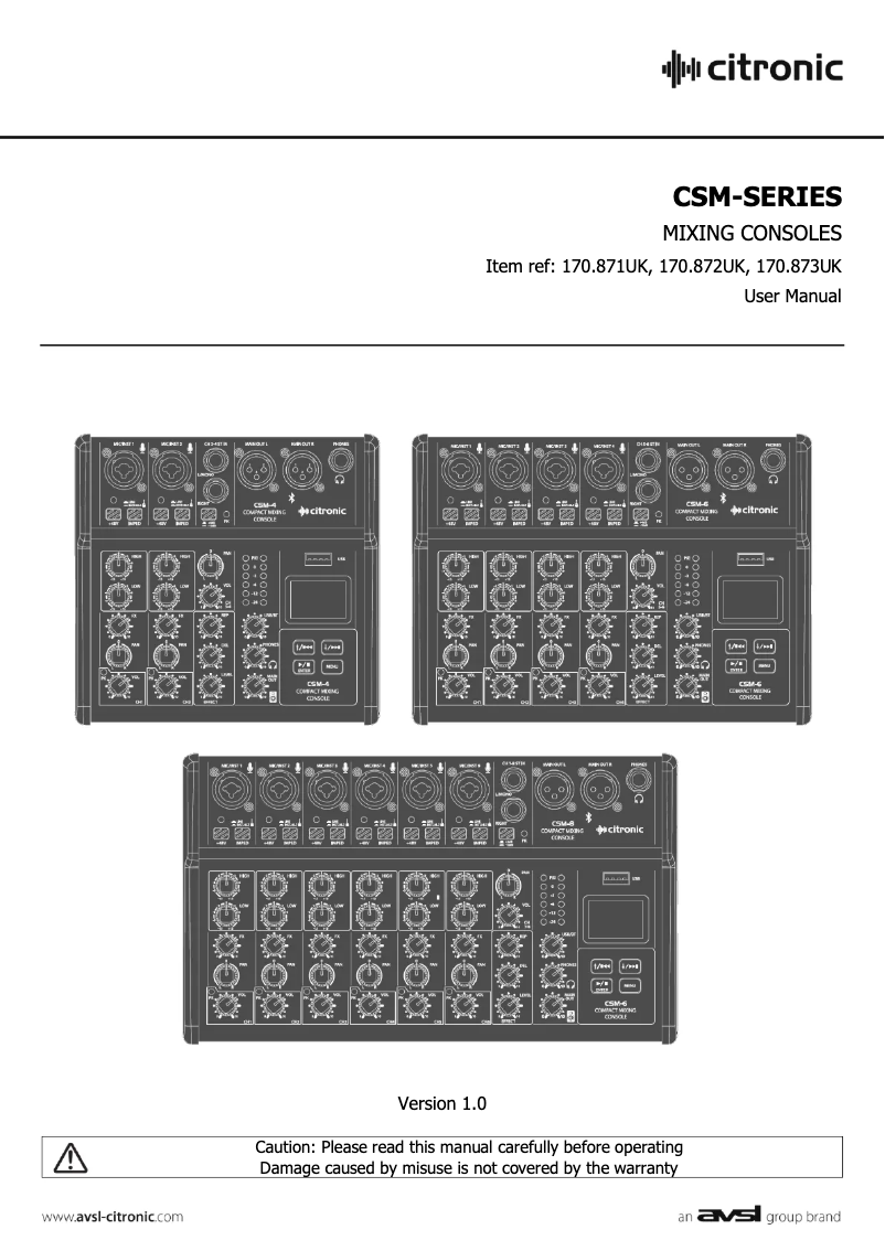 Page n°1 - Manuel utilisateur Citronic CSM-6