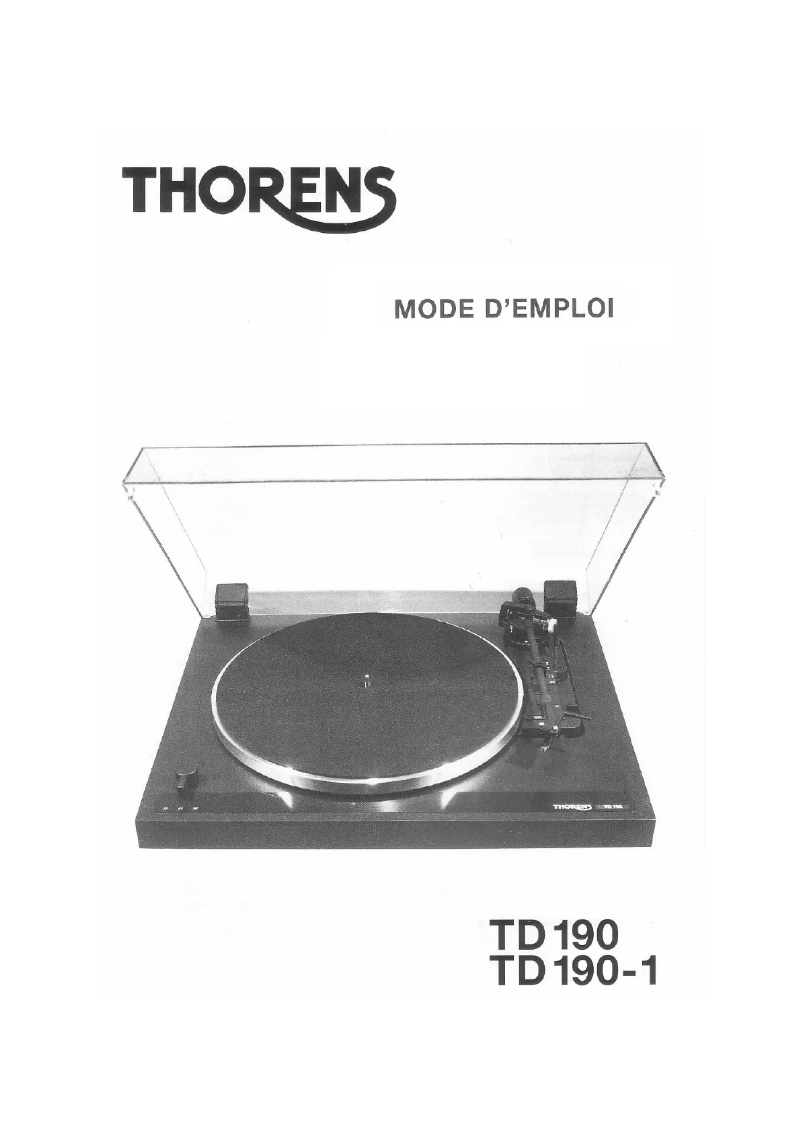 Page n°1 - Manuel utilisateur Thorens TD 190