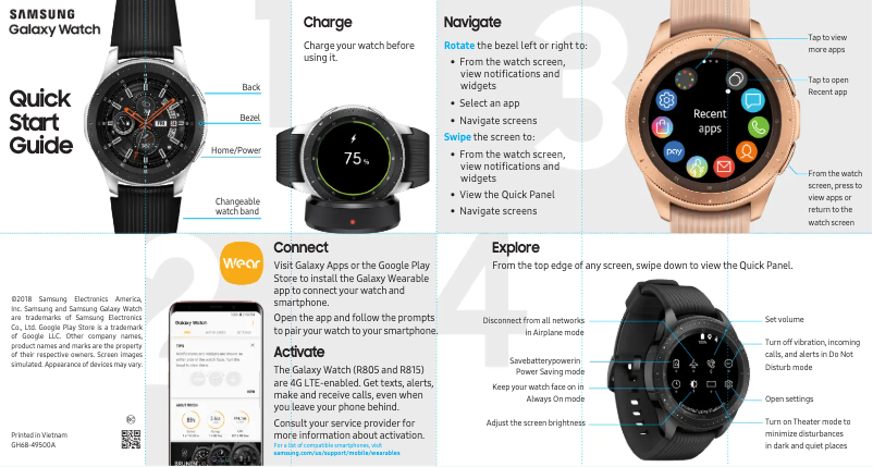 Page n°1 - Guide de démarrage rapide Samsung Galaxy Watch LTE