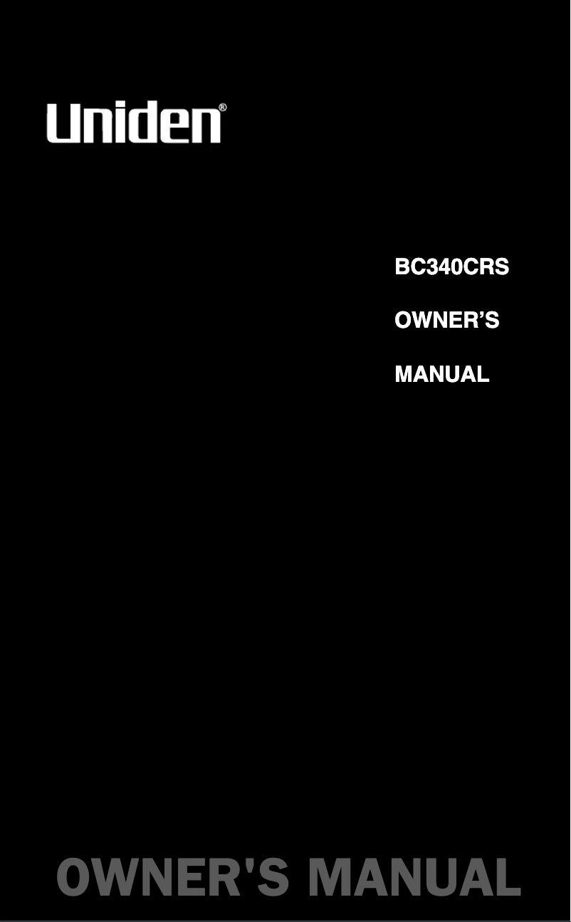 Page n°1 - Manuel utilisateur Uniden BC340CRS