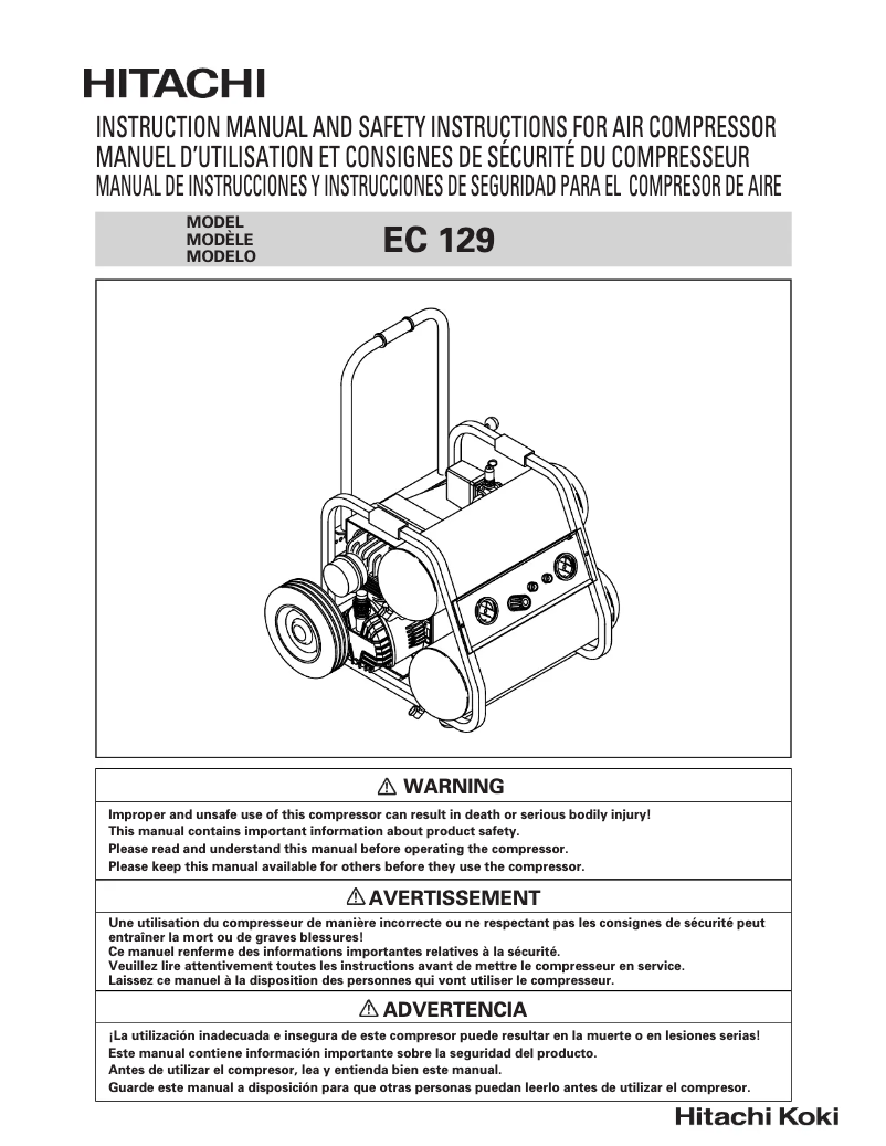 Page 1 de la notice Manuel utilisateur Hitachi EC 129