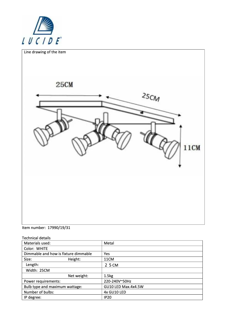 Page n°1 - Manuel utilisateur Lucide Twinny-LED