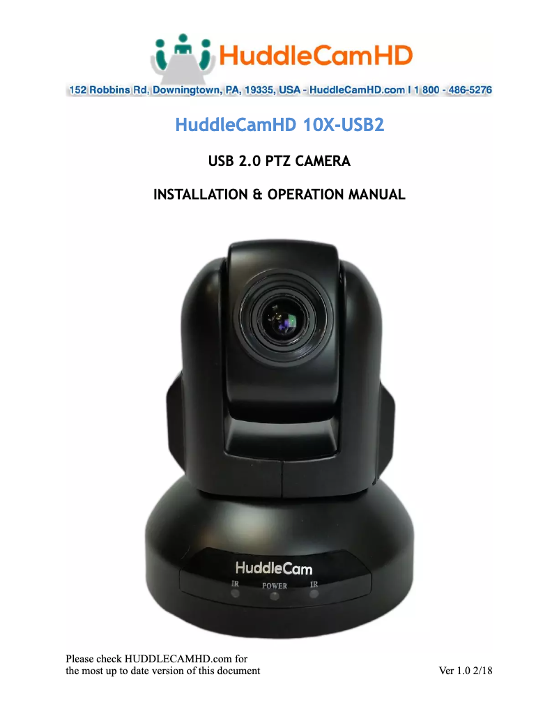 Page n°1 - Manuel utilisateur HuddleCamHD 10X-USB2