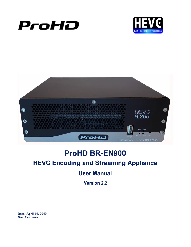 Page n°1 - Manuel utilisateur JVC ProHD BR-EN900