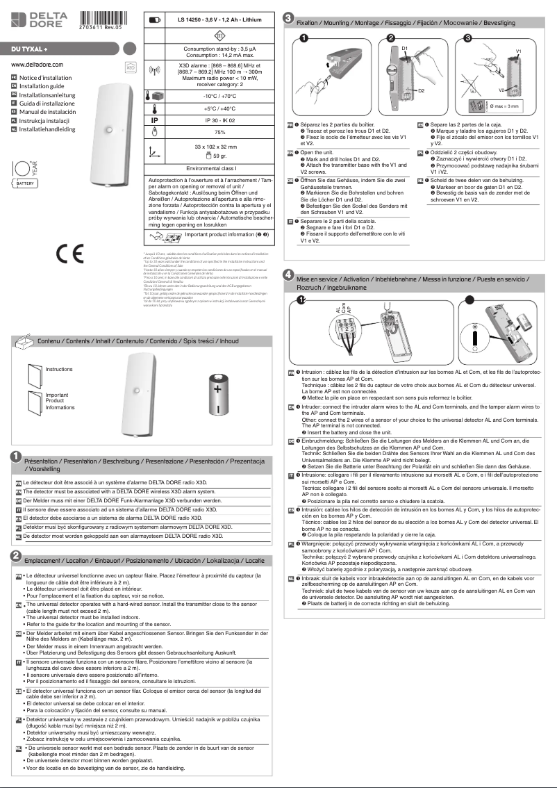 Page 1 de la notice Manuel utilisateur Delta Dore Tyxal+ DU