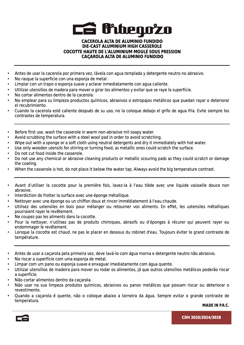 Page n°1 - Manuel utilisateur Orbegozo CDH 3028