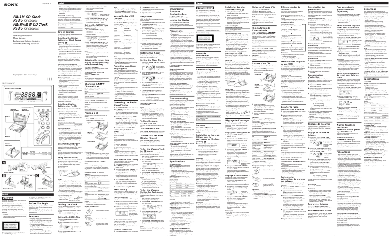 Page n°1 - Manuel utilisateur Sony ICF-CD2000