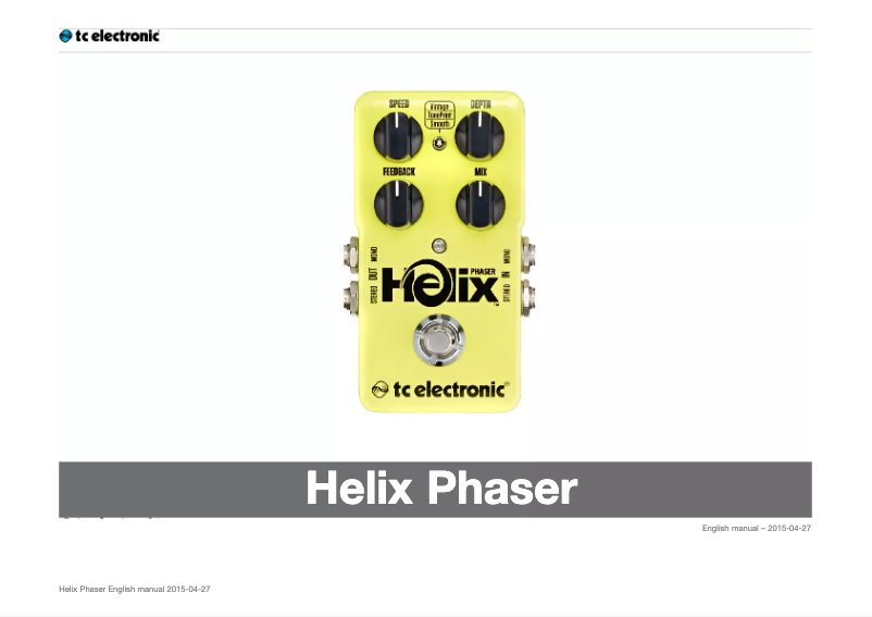 Image de la première page du manuel de l'appareil Helix Phaser