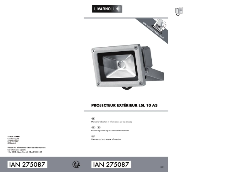 Page n°1 - Manuel utilisateur Livarno Lux LSL 20 A1