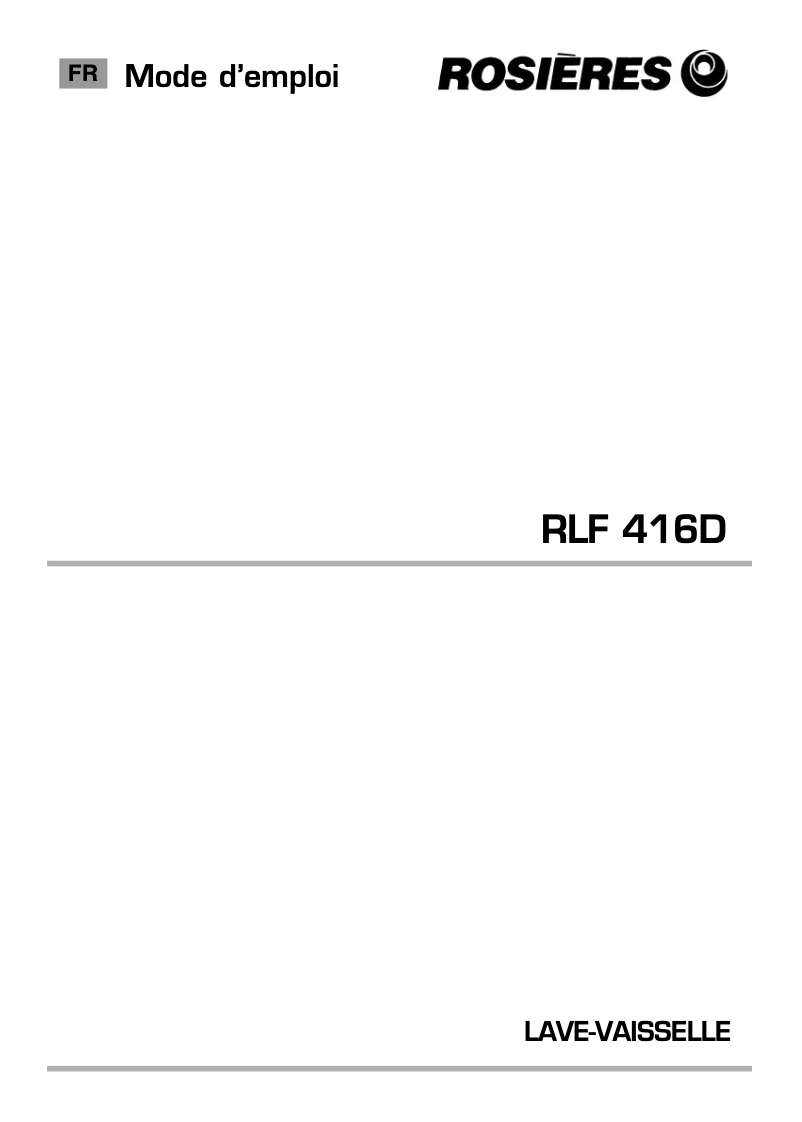 Page n°1 - Manuel utilisateur Rosieres RLF 416D