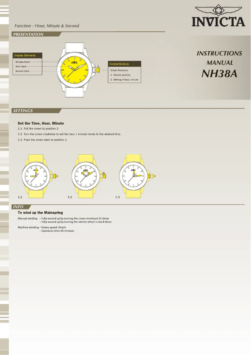 Page n°1 - Manuel utilisateur Invicta Objet D Art 22620