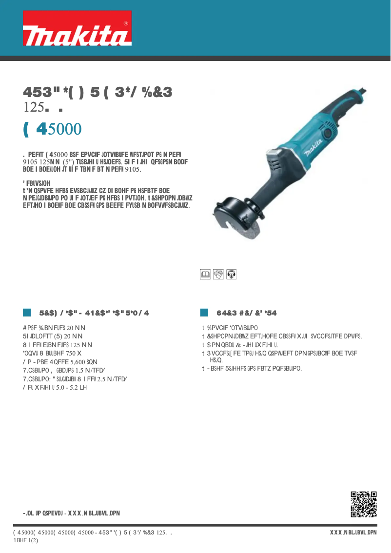 Page 1 de la notice Fiche technique Makita GS5000