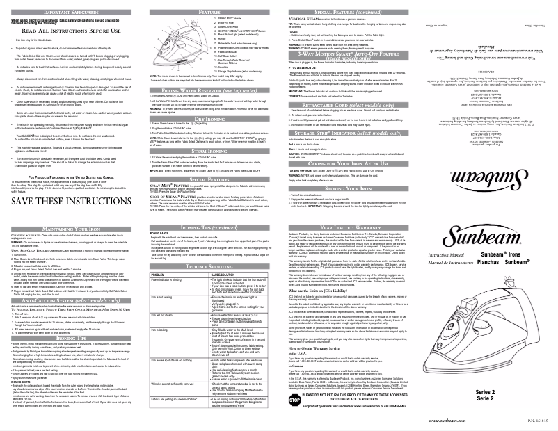 Page n°1 - Manuel utilisateur Sunbeam Steam Master GCSBSM-423-000