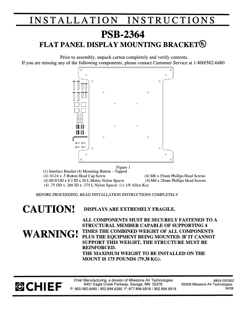 Page 1 de la notice Manuel utilisateur Chief PWR2364B