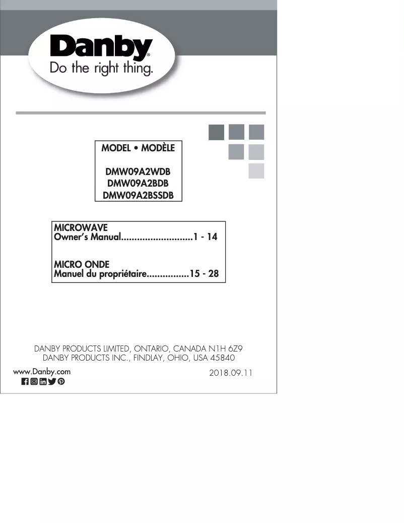 Image de la première page du manuel de l'appareil DMW09A2BDB