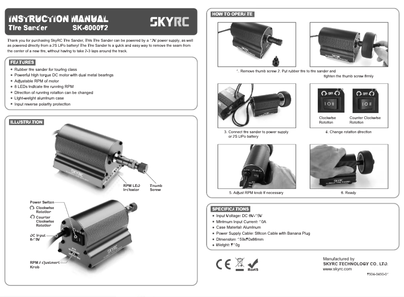 Page n°1 - Manuel utilisateur SkyRC SK-600072
