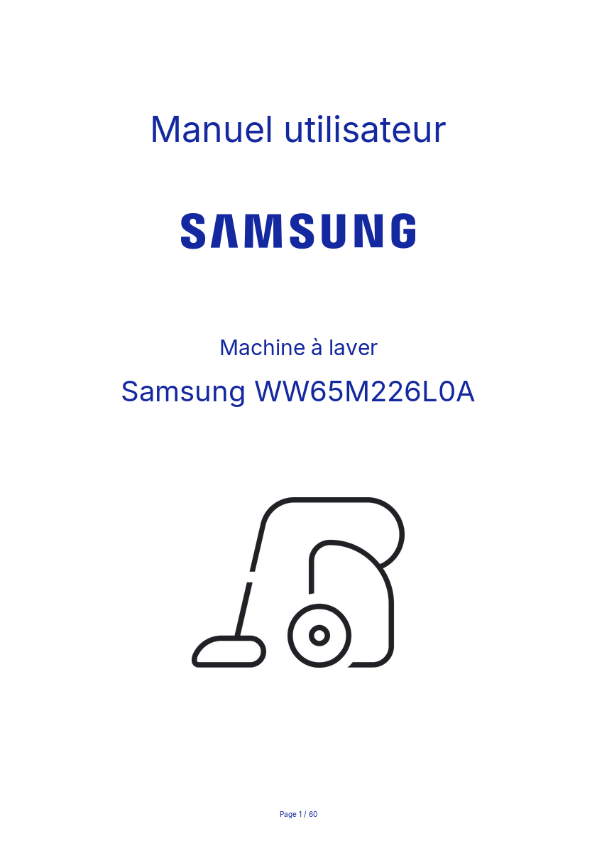 Page n°1 - Manuel utilisateur Samsung WW65M226L0A