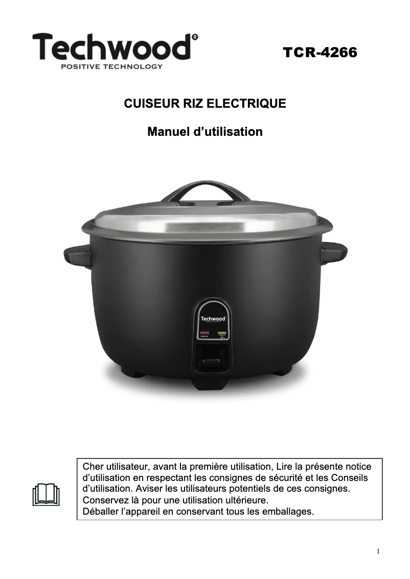 Page n°1 - Manuel utilisateur Techwood TCR-102