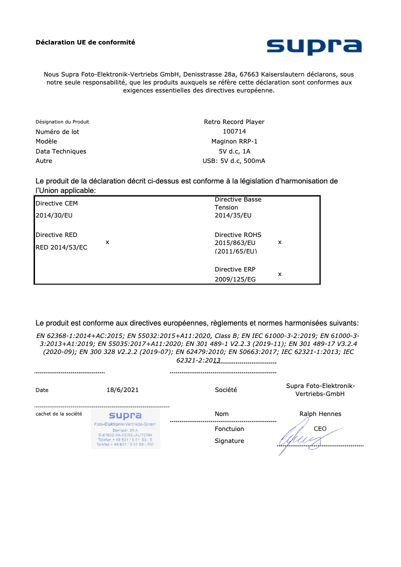 Image de la première page du manuel de l'appareil RRP-1