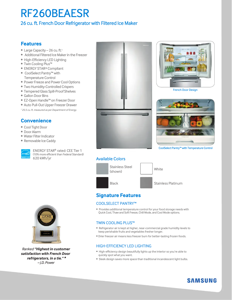 Image de la première page du manuel de l'appareil RF260BEAESR