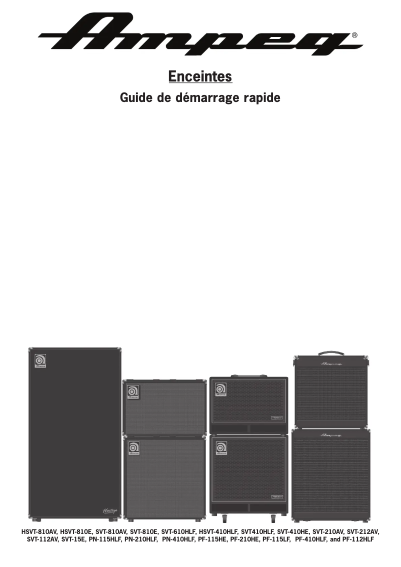 Page 1 de la notice Guide de démarrage rapide Ampeg SVT-810E