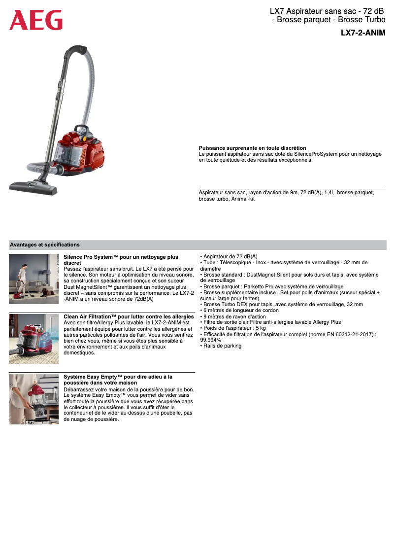 Página 1 del manual Ficha técnica AEG X Power LX7-2-ANIM