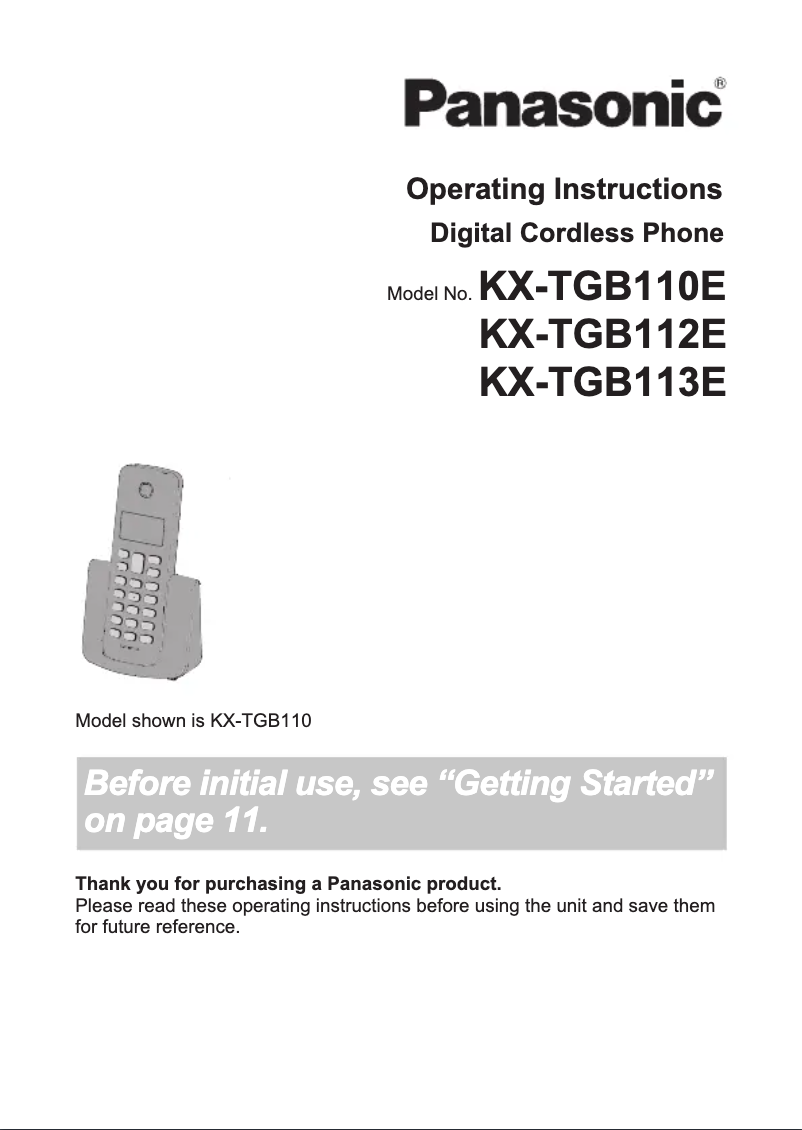 Page n°1 - Manuel utilisateur Panasonic KX-TGB110E