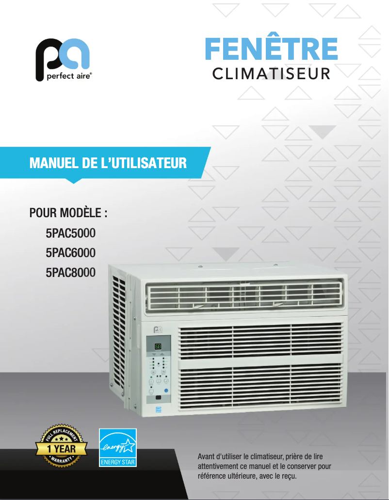 Page n°1 - Manuel utilisateur Perfect Aire 5PAC5000