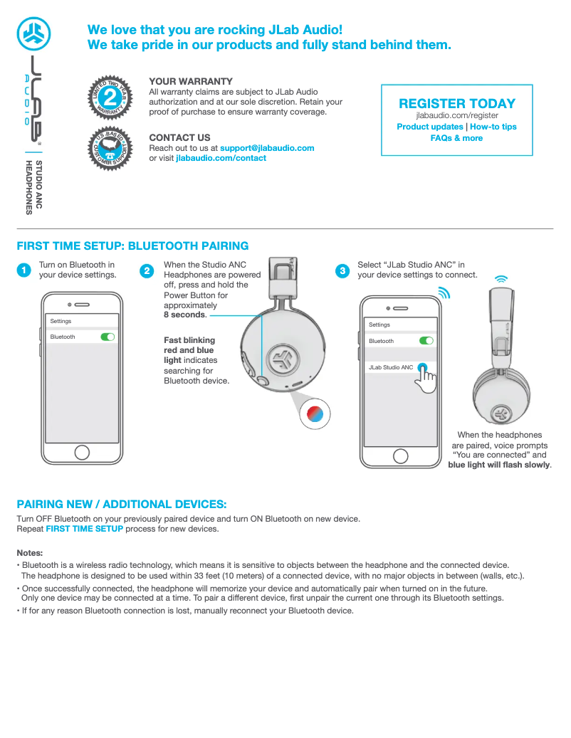 Page n°1 - Manuel utilisateur JLab Studio ANC Wireless