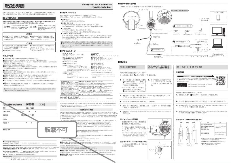 Page 1 de la notice Manuel utilisateur Audio-Technica ATH-PDG1
