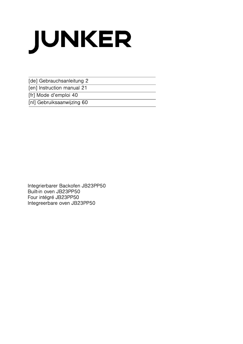 Page n°1 - Manuel utilisateur Junker JB23PP50