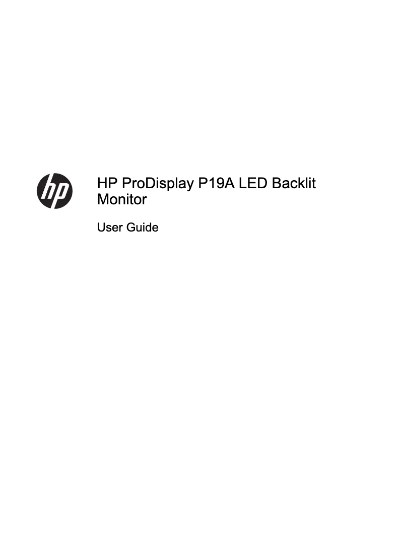 Page 1 de la notice Manuel utilisateur HP ProDisplay P19A