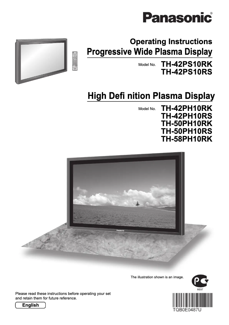 Page 1 of the manual User Manual Panasonic TH-42PS10RK