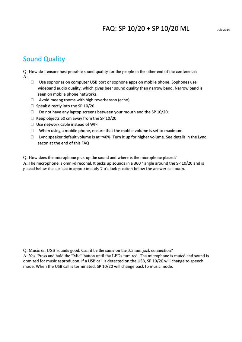 Imagen de la primera página del manual del dispositivo SP 20