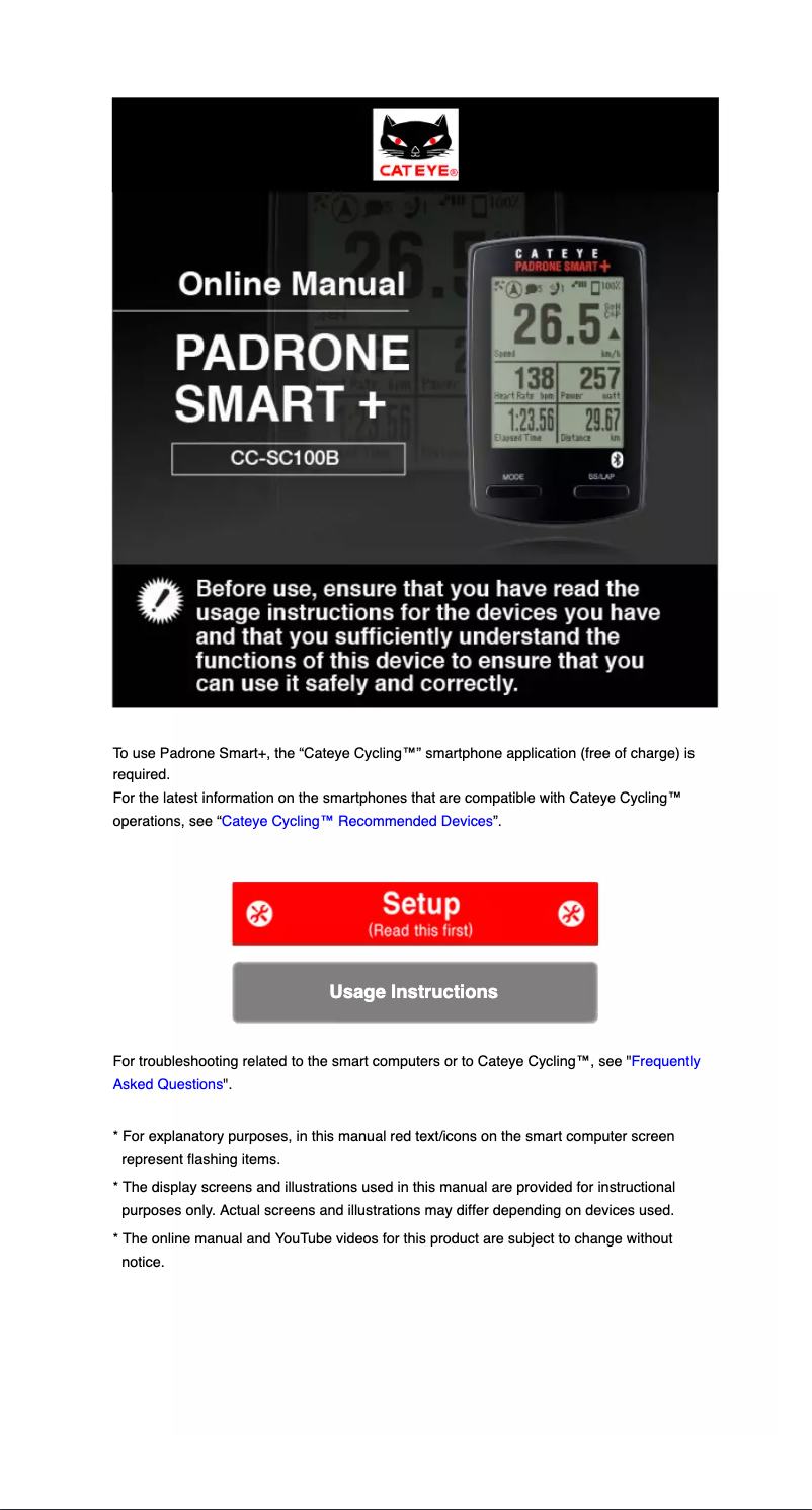 Image de la première page du manuel de l'appareil Padrone Smart plus CC-SC100B