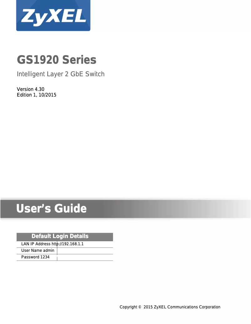 Page 1 de la notice Manuel utilisateur ZyXEL GS1920-48