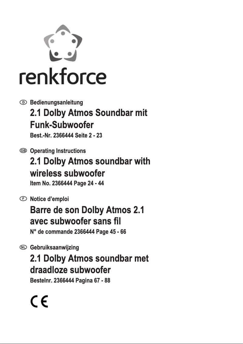 Page 1 de la notice Manuel utilisateur Renkforce RF-SB-301