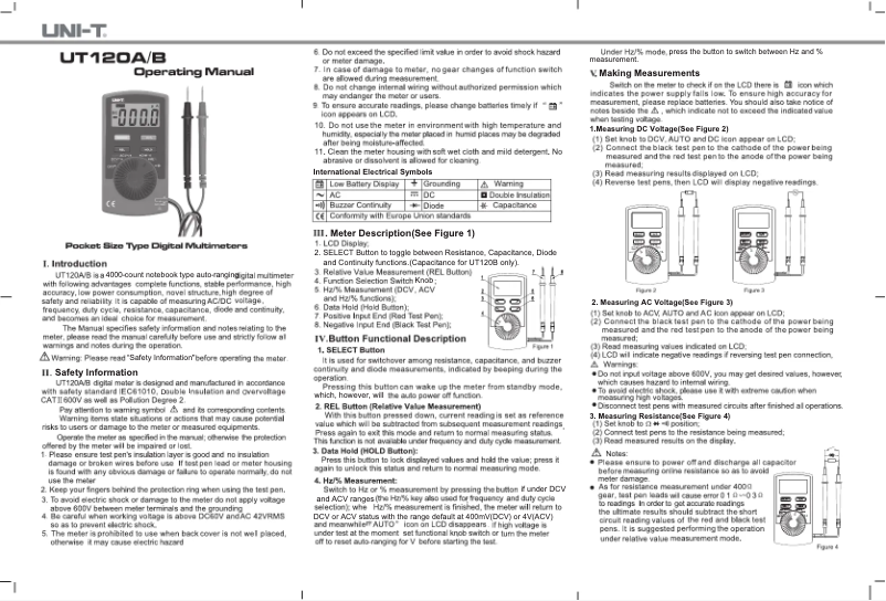 Image de la première page du manuel de l'appareil UT120B