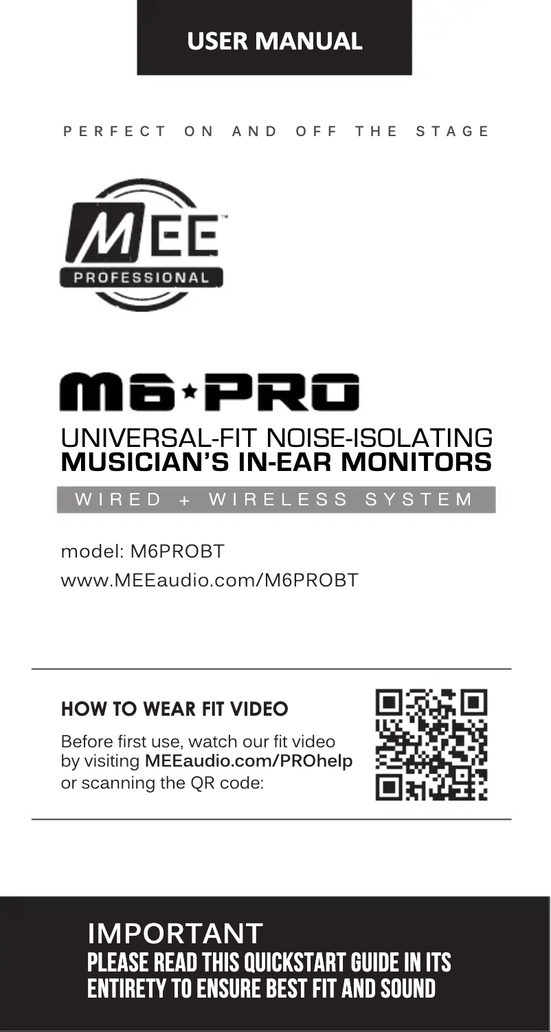 Page 1 de la notice Manuel utilisateur MEE audio M6 Pro