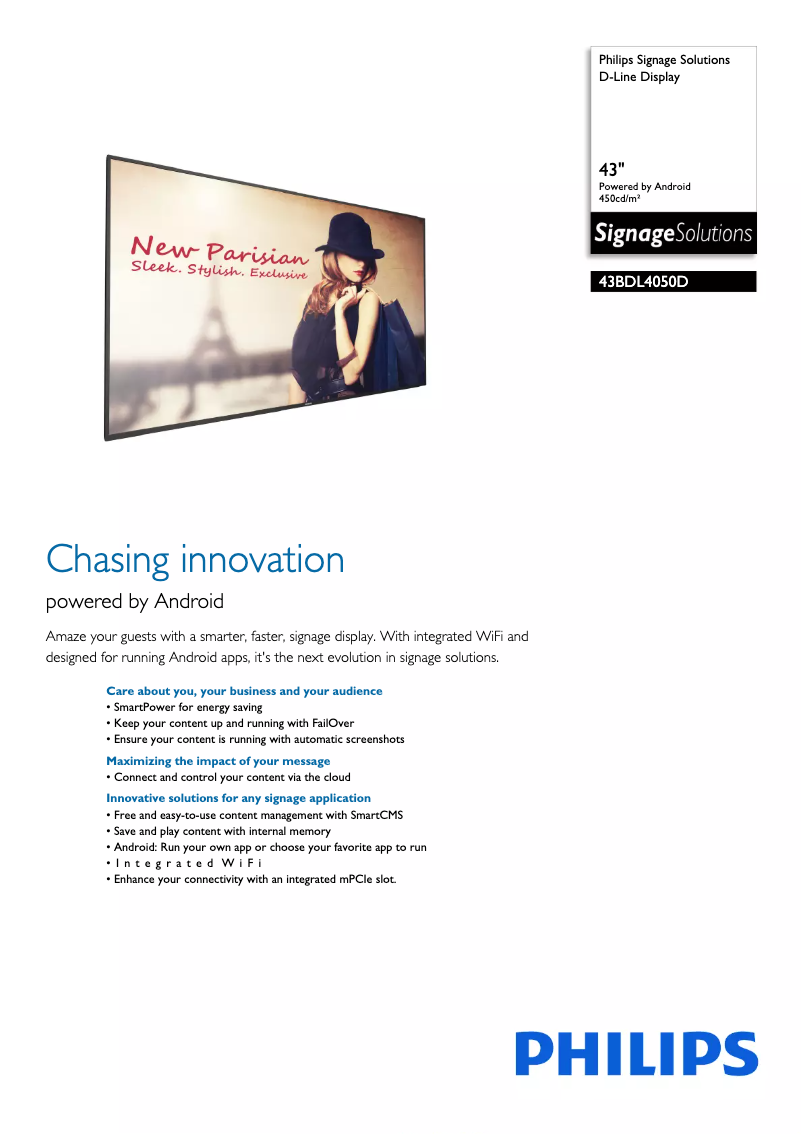 Page 1 de la notice Brochure Philips 43BDL4050D