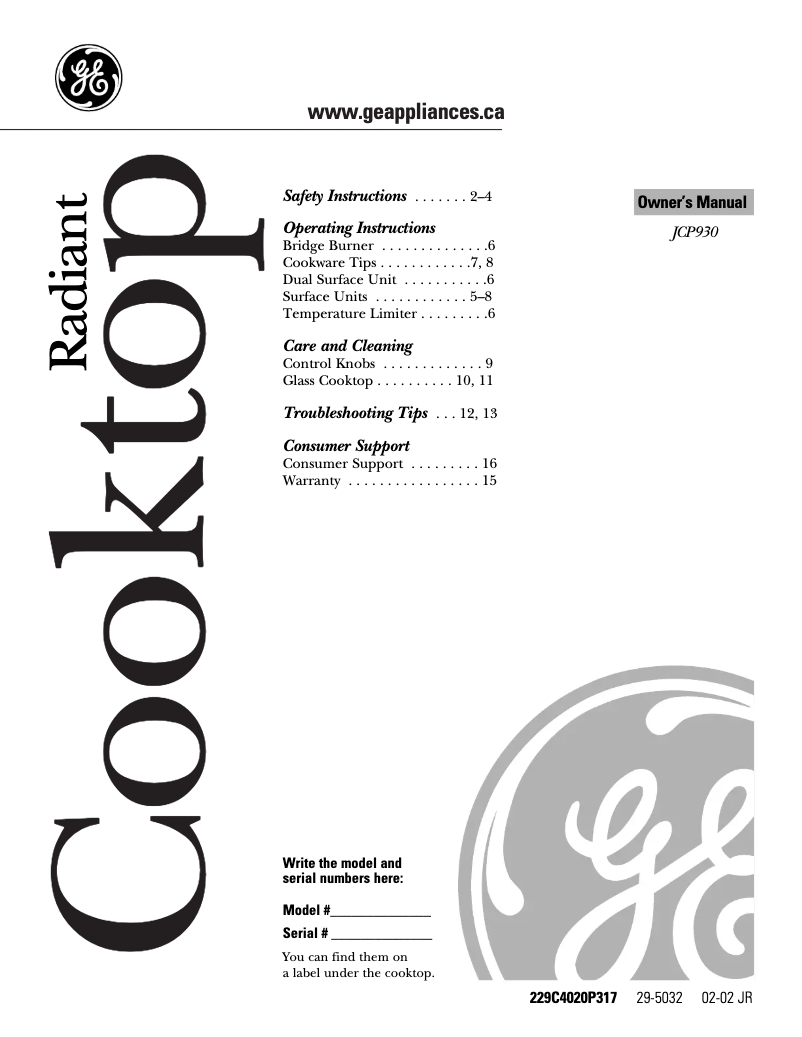 Image de la première page du manuel de l'appareil JCP930SCSS