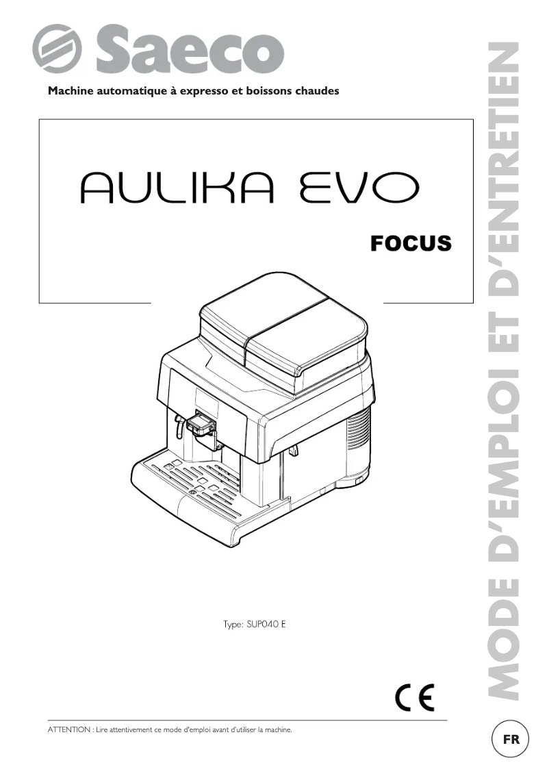 Page 1 de la notice Manuel utilisateur Saeco Aulika Evo Focus